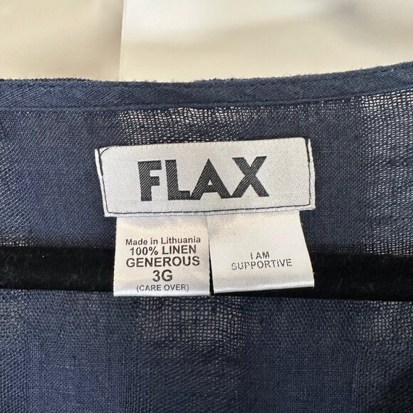 Flax Navy Linen Weave Lagenlook Button-Down Lightweight Tunic Top - 3G (24-26) - Picture 3 of 9